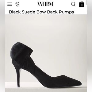 NWT White House Black Market Black- Callie Black Suede Bow Back Pumps